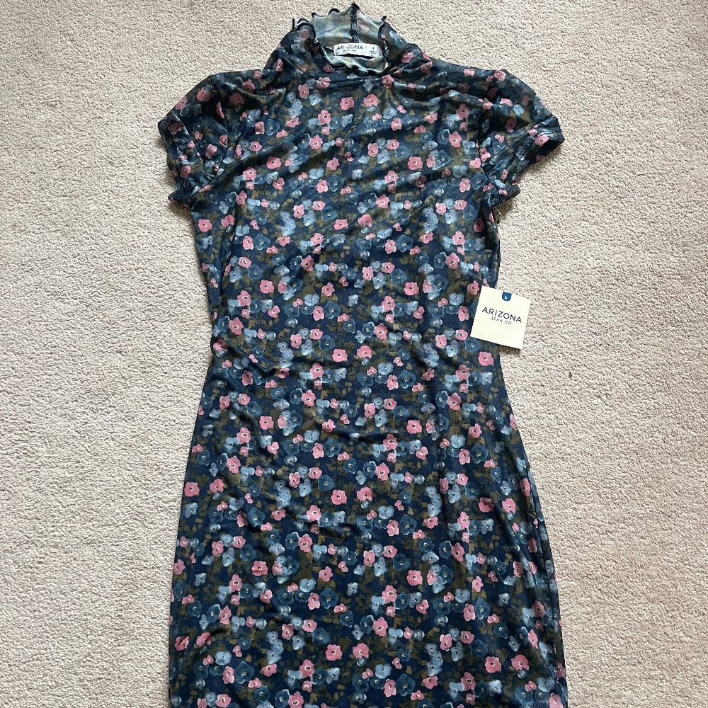 Arizona Jean Company navy floral dress small NWT